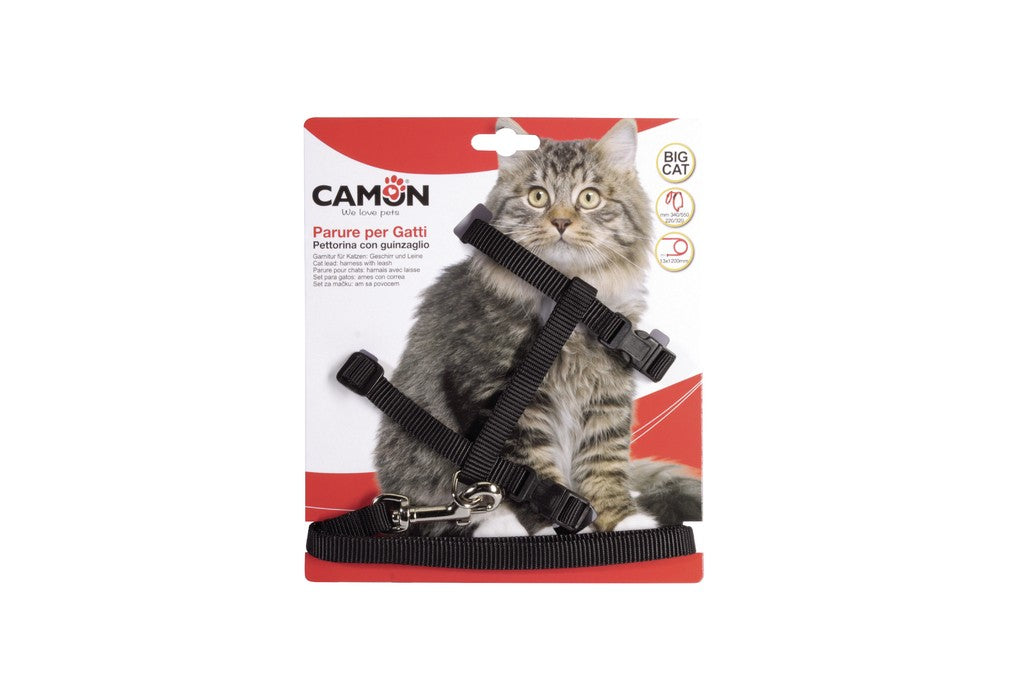 Pettorina con guinzaglio Camon Big Cats in nylon per gatti di grossa taglia Pettorina con guinzaglio Camon Big Cats in nylon per gatti di grossa taglia